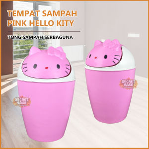 TRASH BIN PINK HELLO KITTY - Tempat Sampah Aesthetic / Kotak Sampah Lucu / Tong / Keranjang