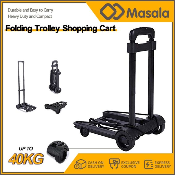 Voche Large 40kg Folding Shopping Trolley - Heavy-Duty Rolling Cart With Telescopic Handle & Boot Storage Box