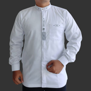 Baju Koko Putih Lengan Panjang Pria Dewasa Kemko Muslim Hemko Taqwa Bordir Katun Terbaru 2024 M L XL