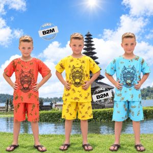 Setelan baju Barong anak S M L XL - Kaos bali Anak - Baju Pantai Anak - Toko B2M