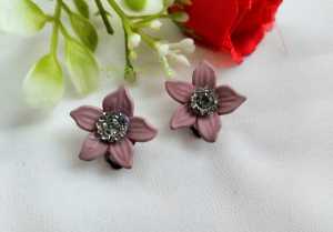 Aksesoris 76 - Sepasang Anting Hijab Klip Bunga Kecil Handmade