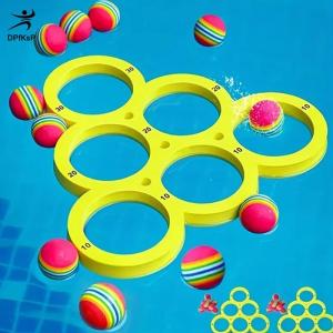 DP🔊🔥🔥🔥 โต๊ะลอยน้ำ1ชิ้นพร้อมลูกบอล10ลูกลอยของเล่นลูกบอลลอยน้ำได้สำหรับเล่นกีฬาในน้ำเกมสระของเล่นวงกลมสำหรับขว้าง