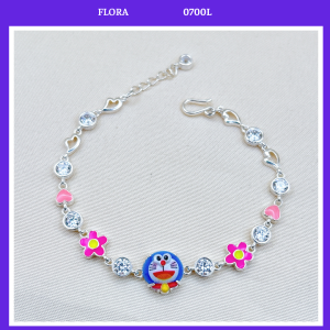 FLORA 0700L - Lắc tay bạc ta hình Doremon/Doraemon 145 cm dành cho bé gái