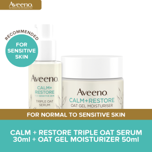 Aveeno Face Calm + Restore Triple Oat Serum 30ml + Moisturizer 50ml - Skin Care for Sensitive Skin