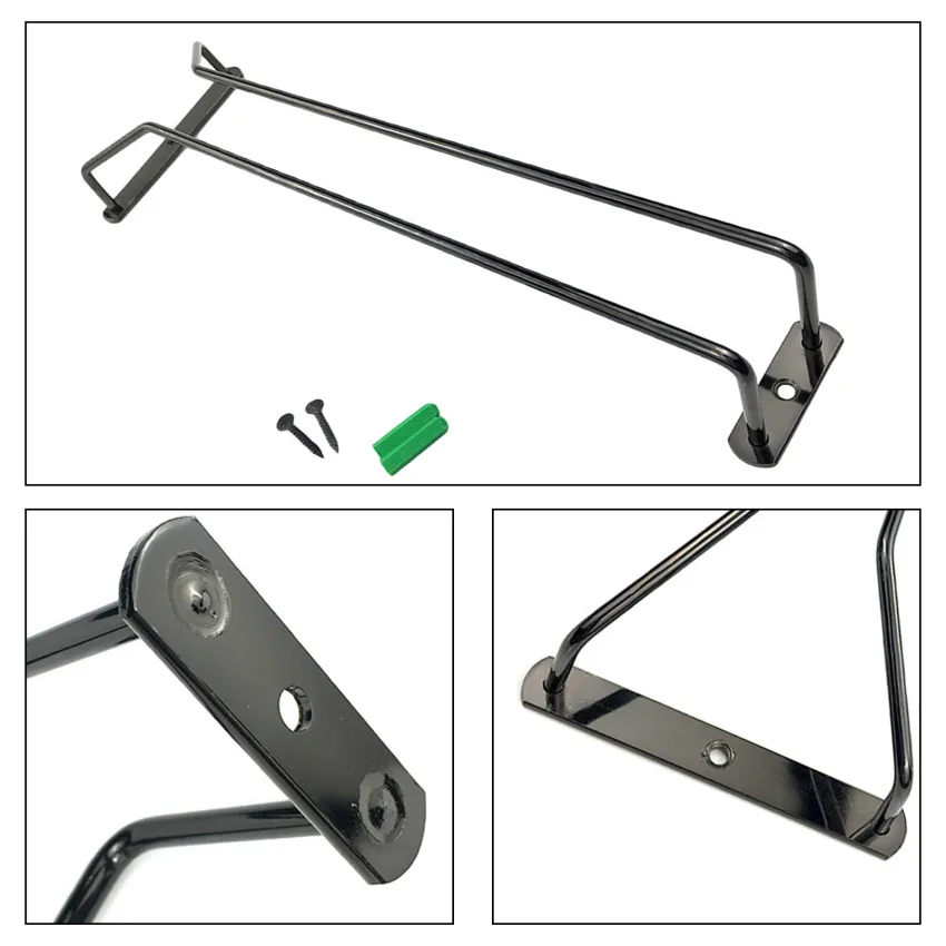 14-Inch Black Wine Glass Rack, Under Cabinet Wine Glass Holder