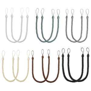 4Pack Elegant Bohos Styles Cotton Rope Curtain Tiebacks Soft Handwovens Decorative Holdbacks for Home or Office Drapes