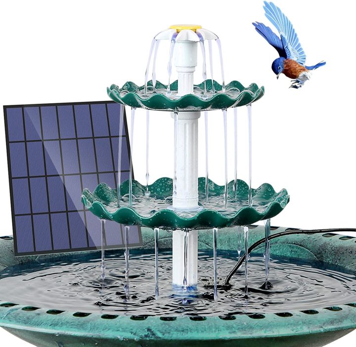 3 Tiered Bird Bath With 3W Solar Pump, DIY Solar Fountain Detachable ...