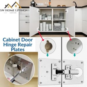 Hinge Repair Plates Stainless Steel Cabinet Door Hinges Plate with Screws Pembaiki Kabinet Engsel Pemasangan Plat