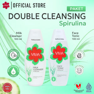 [PROMO] Paket Double Cleansing Spirulina - Viva Milk Cleanser dan Face Tonic Spirulina (100 ml)