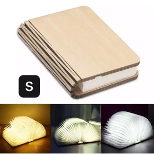 Portable 3-color 3D creative LED book night light wooden 5V USB rechargeable magnetic table light ho