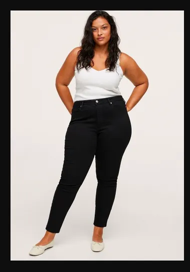 High Waist Thick Black Jeans Women's Jeans With Elastic Waist High