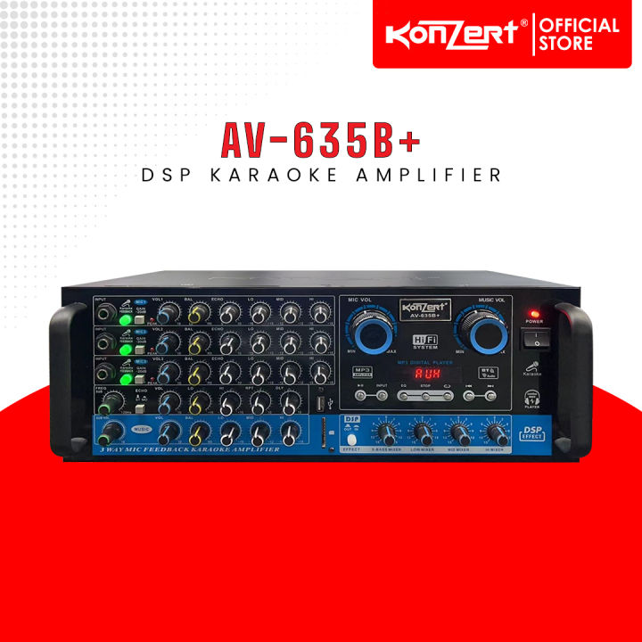 Konzert Official Store AV635B+ 400W x 2 DSP Karaoke Amplifier with USB