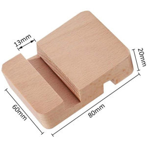 8x6x2cm Portable Wooden Phone Stand Beech Phone Holder Solid Wood Phone Holder