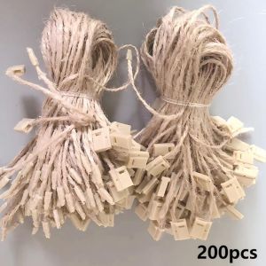 Jute String Hemp Hang Tag Rope For Clothing Tag Jute Rope String Snap Lock 200pcs