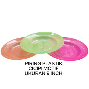 PIRING PLASTIK WARNA CICIPI MOTIF UKURAN 9 INCHI / 23CM 3 WARNA SOFT