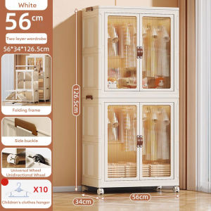 Installation-Free Kid Double Door Wardrobe Almari Baju Childrens Wardrobe Baby Storage Cabinet Locker Foldable Storage Closet Storage box 衣柜、储物柜