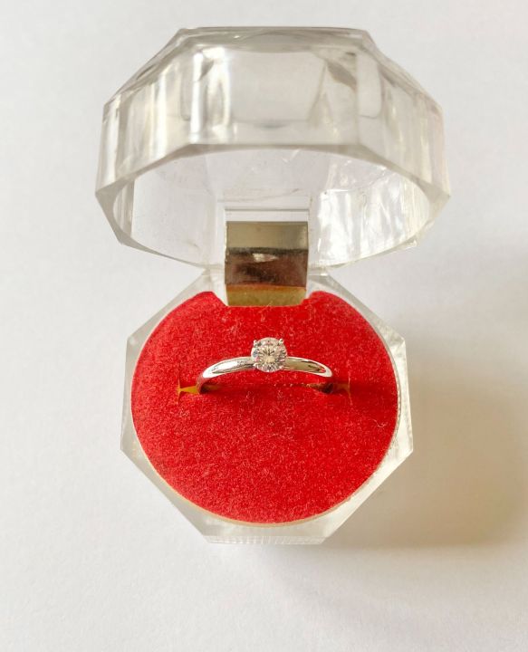 Pawnable 18K White Gold Russian Diamond Hollow Ring Lazada PH