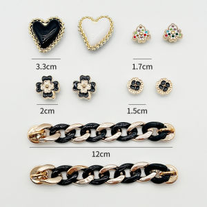 10Pcs/Set Crocs Jibbita Charms Shoe Accessories Fashionable Metal Chain Shoe Buckle Detachable Shoe Flower for Crocs