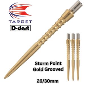 Target Dart Point - Gold Storm Grooved Point Replacement Steel Darts Point 3Pcs/Pack