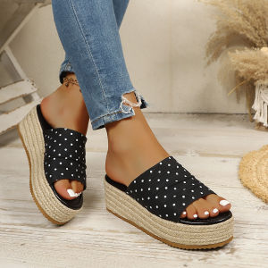 [Free Shipping] 6Cm Height-Increasing Straw Sandals 2026 Summer New Collection WomenS Open-Toe Wedge Sandals Perfect For Petite Women