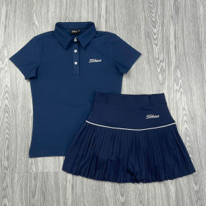 Bộ Váy Thể Thao 2 Lớp Xếp Ly Nhỏ Kèm Áo Cổ Trụ Trơn Titleist Vải Thun Chơi Tennis Cầu Lông Golf Pickleball - BVTL13