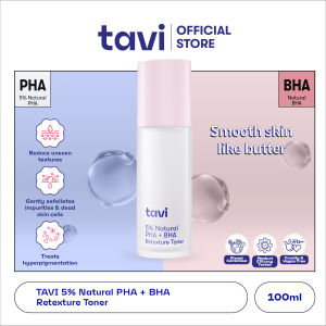TAVI 5% Natural PHA + BHA Retexture Toner 100 ml - Toner Eksfoliasi Meratakan Tekstur Kulit