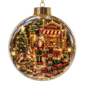 C52344 with Light Christmas Ball Ornament Transparent Design 8CM Size Holiday Tree Pendant Durable Acrylic Material Santa Claus Pendant Christmas Tree