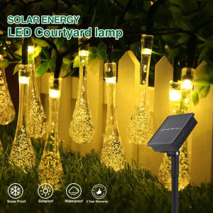 Solar Christmas Outdoor Waterproof Lights 7-12m 50-100 LED Water Drop Lights Solar Waterproof Fairy Lights for Terrace Garden Yard Home Party Decoration