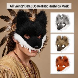 DIVATEN Plush Faux Fur Fox  Fox Nose Furry Ears Furry   Soft Texture Animal  Halloween Party