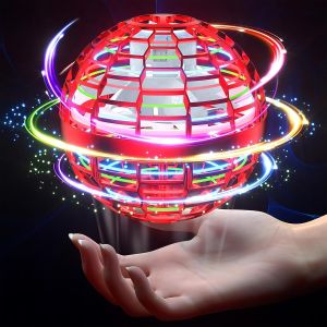 Flying Ball Toys 2024 Upgraded Hand Controlled Flying Orb Magic Ball RGB Led Lights Boomerang Spinner 360°Rotating Soaring UFOOrb Flying Toy Safe for Kids Adults(Red)
