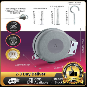 HOL 12M retractable clothesline sampayan indoor clothes rack stainless steel clothesline drying rack adjustable