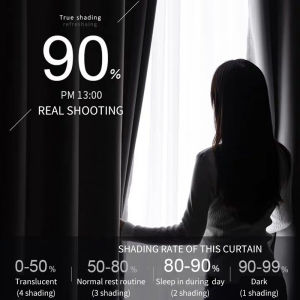 Dr.Decor 窗帘布 90% Blackout Window Curtain Solid Color Curtain for Window Hook Type Eyelet Style