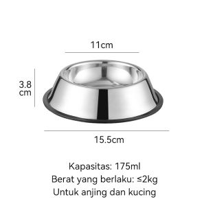 Mangkuk Makan Kucing Anjing Mangkuk Stainless Steel Anti-Slip Tempat Makan Hewan Peliharaan