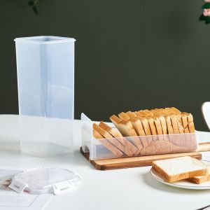 IFFINE Clear Bread Loaf Container Plastic Food Preservation Bread Storage Box Durable with Sealing Lid Sandwich Bread Holder For Homemade Bread