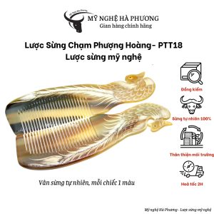 Lược sừng Phượng Hoàng tách 2 mặt tỉ mỉ Mỹ nghệ Hà Phương quà tặng Thủ công mỹ nghệ Việt Nam