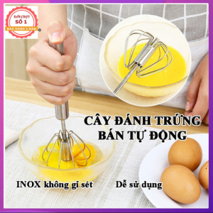 Cây Đánh Trứng Inox Có Trục Xoay Tự Động Nhỏ Gọn Bằng Thép Không Gỉ Inox 304 Dể Dàng Vệ Sinh.