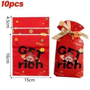 20Pcs 2026 Horse Year Pony Printed Bags Gift Bag Candy Cookie Drawstring Packing Bag Chinese Decorations for Home New Year
