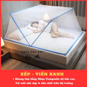 Màn chụp tự bung đỉnh vuông cao cấp - mùng chụp tự bung người lớn không đáy bảo hành 18 tháng