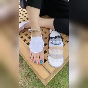 [Free Shipping] WomenS Summer Thin Lace Boat Socks Low-Cut Invisible High-Heel Shoe Sandals Socks Half-Foot Non-Slip Sock Covers