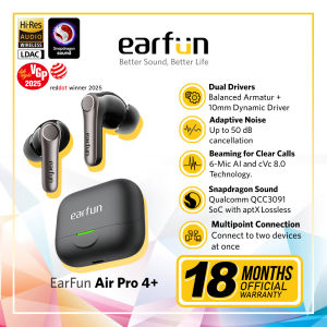 EarFun Air Pro 4+ Hi-Res Adaptive ANC Earbuds with Dynamic Hybrid Driver System
