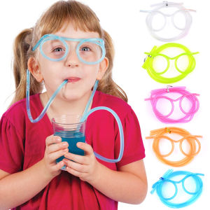 Nori Store 1PCS Funny Soft Glasses Straw Drinking Tube Birthday Christmas Party Supplies Plastic Straws Kids Gift