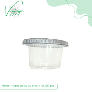 Gelas Plastik Ice Cream isi 100 Pcs Termasuk Tutup