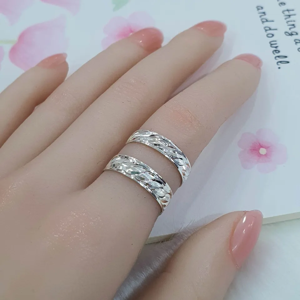 Cincin Simple Silver Ring Set Silver 925 Couple Ring (Single Ring