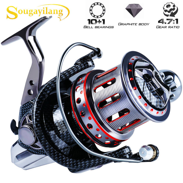 Sougayilang 8000-12000 Series Fishing Reel 4.7:1 Gear Ratio 11BB Metal  Spinning Fishing Reel Spinning Fishing Wheel Fishing Tackle