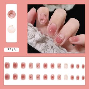 Set móng tay MIA 24 móng ánh sáng ba chiều thay đổi tình yêu cô gái má hồng Z313