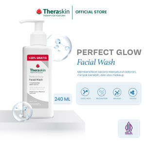 Theraskin BPOM Perfect Glow Facial Wash 240ml - Sabun cuci muka dengan niacinamide licorice dan lactic acid untuk kulit wajah tampak lebih cerah