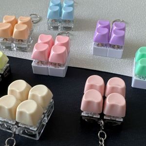MACRAMEX 4 Keys Finger Keyboard Key Button Love Heart Keycap Decompression Toy Stress Relief Fidget Keychain Adult