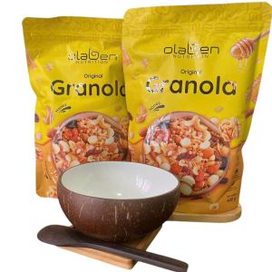 COMBO 2 Granola 400g + Chén muỗng gáo dừa - Hạt ngũ cốc dinh dưỡng ăn kiêng giảm cân tự nhiên Olaben Nutrition