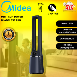 SYK Midea MBF-150P Bladeless Tower Fan Air Multiplier Purifier Electric Fan Kipas Tanpa Bilah Angin Kuat