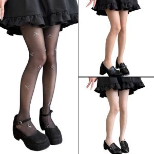 Nữ ngọt ngào Bowknot Quần giấy bó kiểm soát đầu pantyhose mỏng mùa hè tất dài eo cao pantyhose cao tới đùi vớ